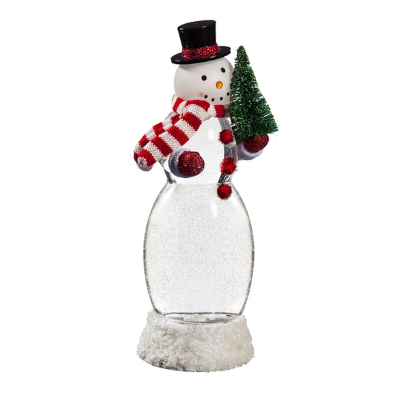 13" LED Spinning Water Snowman Tabletop Décor
