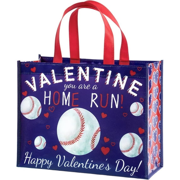 13" Large Baseball Valentine's Day Bag with Handles - Baseball Lover Bag for Valentine's Day, Wedding and Anniversary