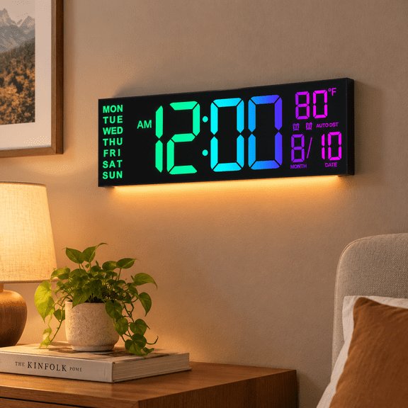 13" Large Digital Wall Mount Clock Count Down Timer Alarm Big Led Dst Temperature For Living Room Classroom Desk Xmas Birthday Gi