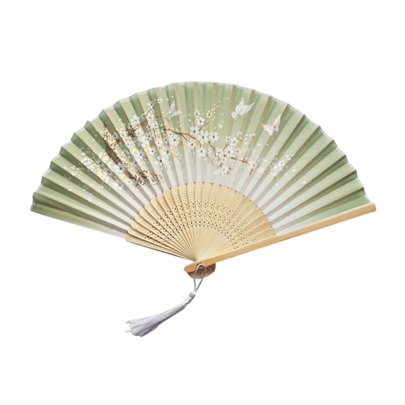 13" Large Folding Rave Fan with Holster, Clack Hand Fans Foldable for Line Dancing, Boots On The Ground Fan for Women Men Festival EDM Party Decoration, Green