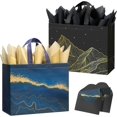 thumbnail image 1 of 13" Large Gift Bags with Tissue Paper, 2 Pack Reusable Non-woven Happy Birthday Gift Bag with Handles, Perfect Gifts for Men & Women (Black, Blue)., 1 of 4