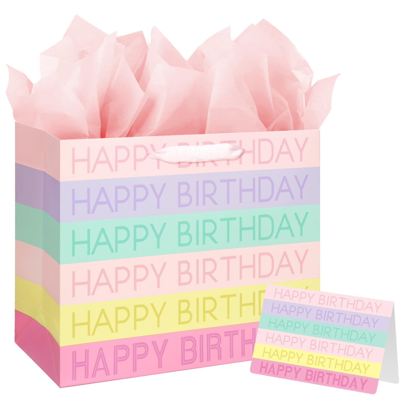 13" Large Happy Birthday DHF10 Gift Bag with Tissue Paper, Card and