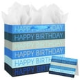 13" Large Happy Birthday STF9 Gift Bag with Tissue Paper,Card and
