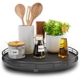 thumbnail image 1 of 13" Lazy Susan Turntable Organizer for Table Top, Round Wooden Lazy Susan for Cabinet Kitchen Decor Centerpieces Coffee Table, Storage Condiments Spices, Bathroom Vanity Tray for Soap, Black, 1 of 14