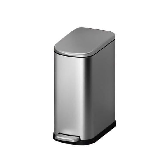13 Liter Stainless Steel Trash Can with Lid, Step Pedal, Removable Bucket for Narrow Spaces, Office