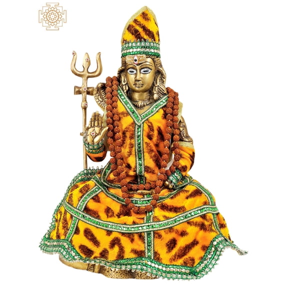 13" Lord Shiva in Yogi Dress In Brass | Handmade | Made In India