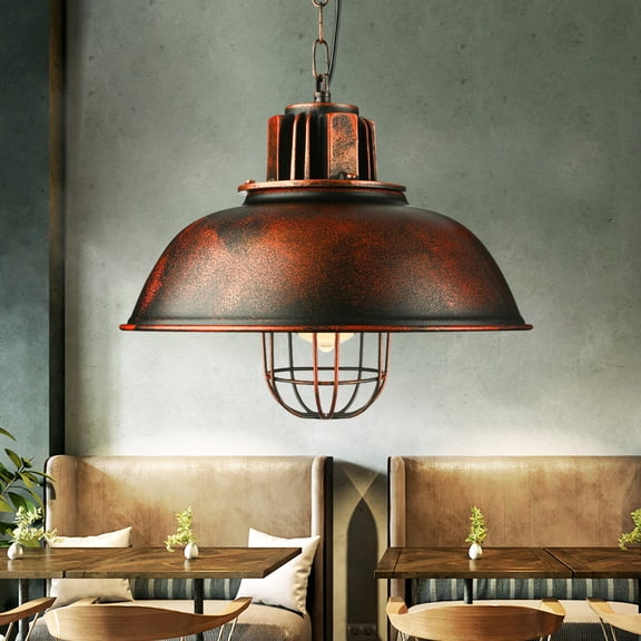 13" Modern Industrial Metal Barn Farmhouse Kitchen Pendant Light Rustic Wire Cage Shade Hanging Lighting