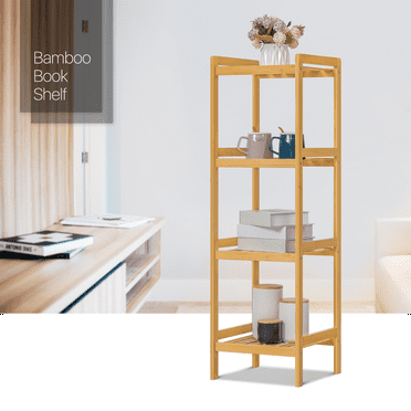 13" Natural Bamboo [FREESTANDING BOOKSHELF] Corner Bookcase Storage Display Rack