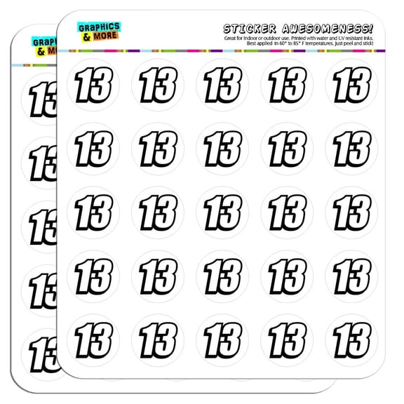 13 Number Thirteen 1" Scrapbooking Crafting Stickers