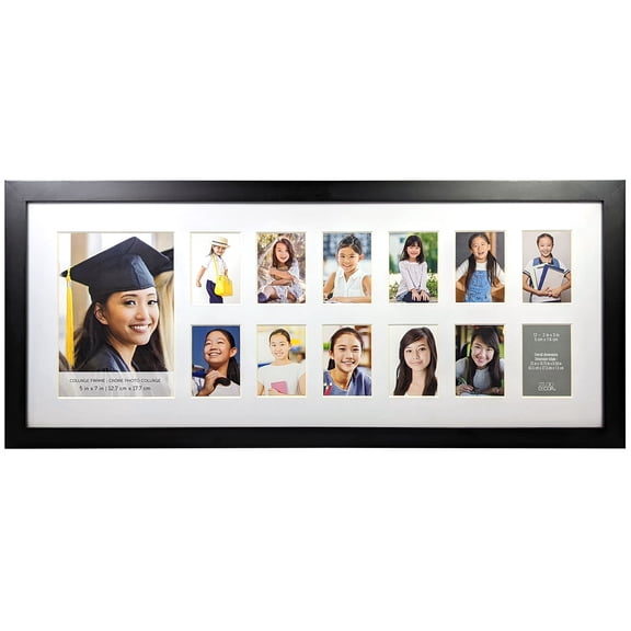 Studio Decor 13 Opening Black Collage Picture Frame with Mat - K-12 to College Photo Collage Frame - 1 Pack