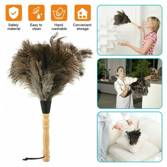 13" Ostrich Feather Duster Durable Dust Collecting Cleaning Tool In Wool Shop #