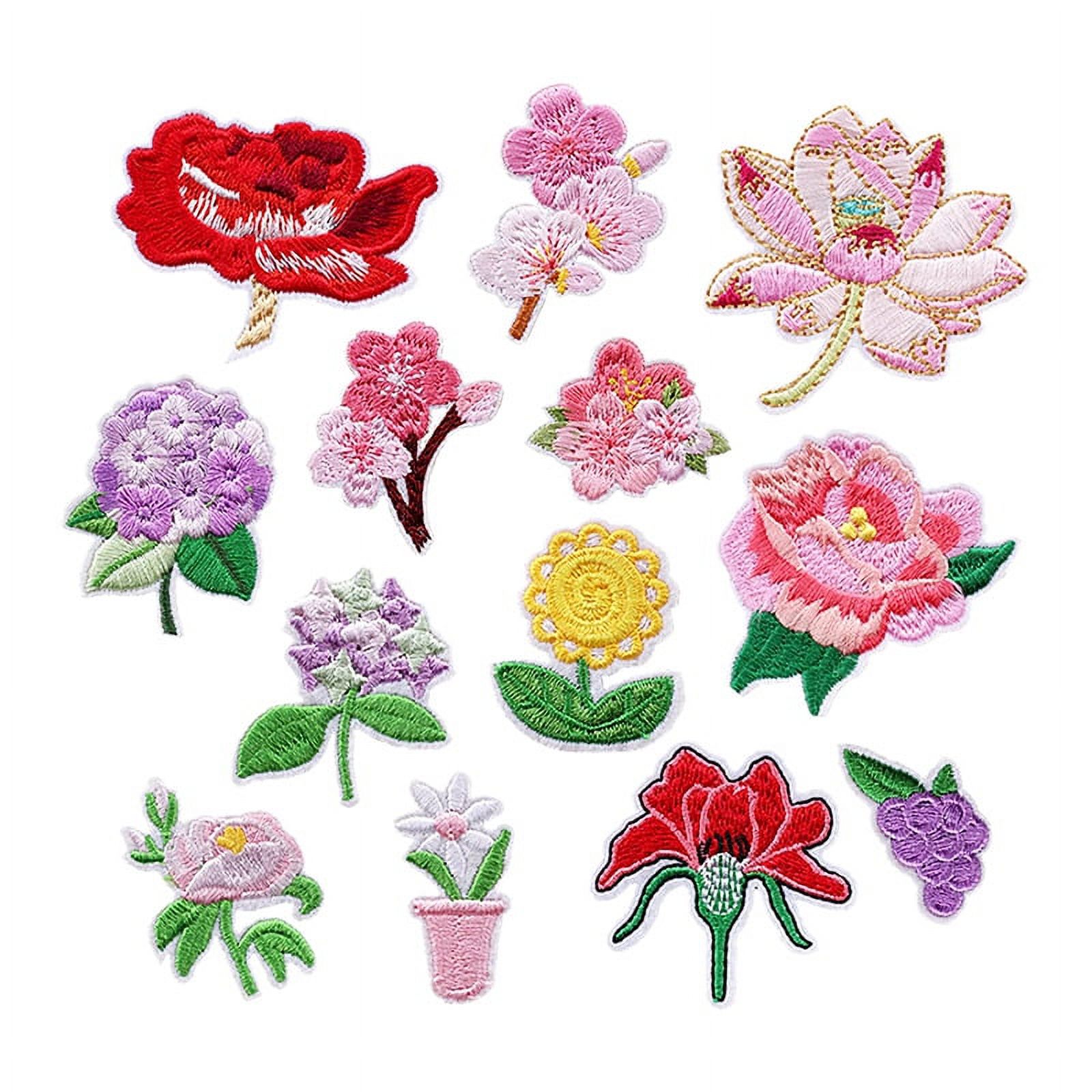 13 Pcs Iron on Patches Flower Appliques Stickers, Embroidery Decorative Patches Applique Sew on Patches, Size: Small, As Shown