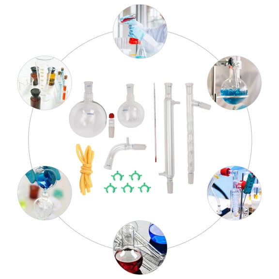 13 PCS Lab Chemilcal Unit 24/40 Joints Glass Organic Chemistry Lab Glassware Kit