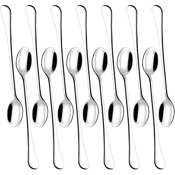 TIE-DailyNec 13 Pcs Long Handle Spoon, Stainless Steel Coffee Cocktail Stirrers Teaspoon, Spoons for Dessert Milkshake Drink Dishwasher Safe (Silver)
