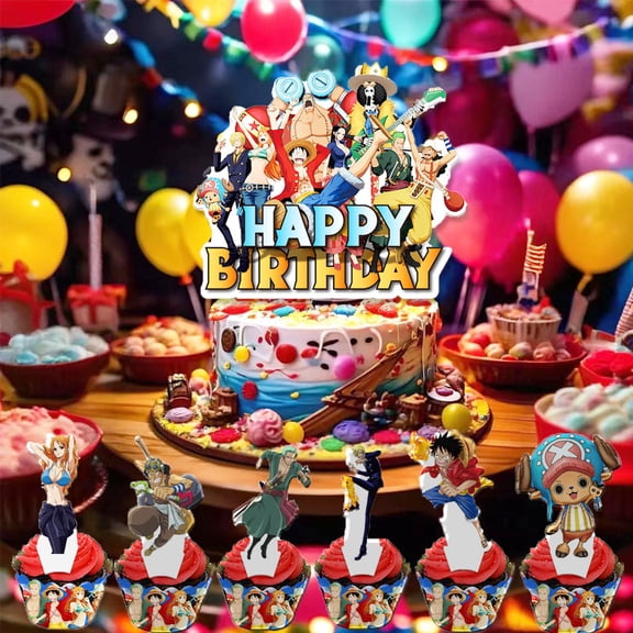 13 PCS One Piece Birthday Party Supplies, Cake Decorations for Birthday Party Decorations Theme Birthday Party Supplies