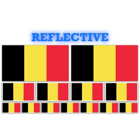 13 Pack Belgium Flags | (x2) 4x2 inch, (x4) 2x1 inch, (x7) 1x.5 inch flag stickers | Country State Flags Pack Stickers for Cars, Trucks, Laptops, Bikes, Toolboxes, Skateboards, Windows and More