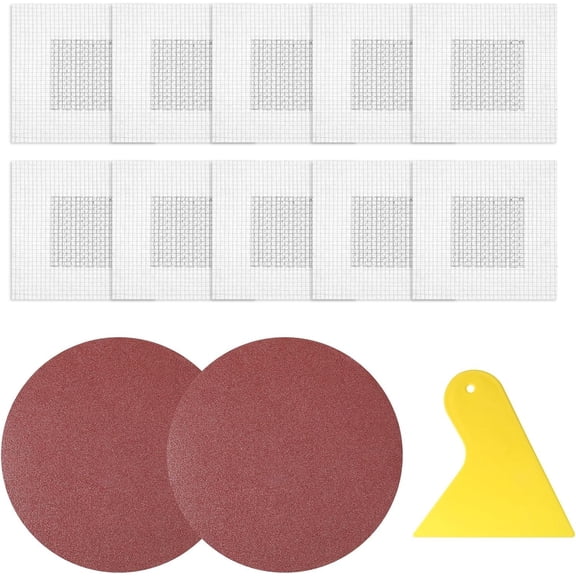 13 Pack Drywall Repair Patch, 2 Inch Drywall Repair Kit Patch with Extended Self-Adhesive Mesh, Dry Wall Patches Kits for Holes, Comes with Scraper and Sandpapers