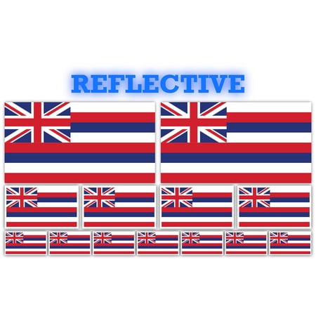 13 Pack Hawaii Flags | (x2) 4x2 inch, (x4) 2x1 inch, (x7) 1x.5 inch flag stickers | Country State Flags Pack Stickers for Cars, Trucks, Laptops, Bikes, Toolboxes, Skateboards, Windows and More
