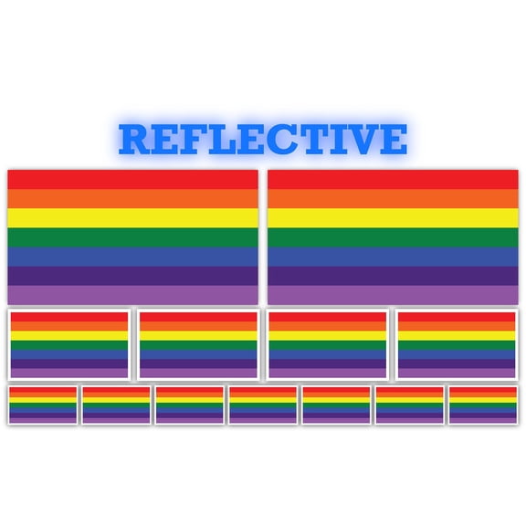 13 Pack ICA Rainbow Pride Flags | (x2) 4x2 inch, (x4) 2x1 inch, (x7) 1x.5 inch flag stickers | Flags Pack Stickers for Cars, Trucks, Laptops, Bikes, Toolboxes, Skateboards, Windows and More