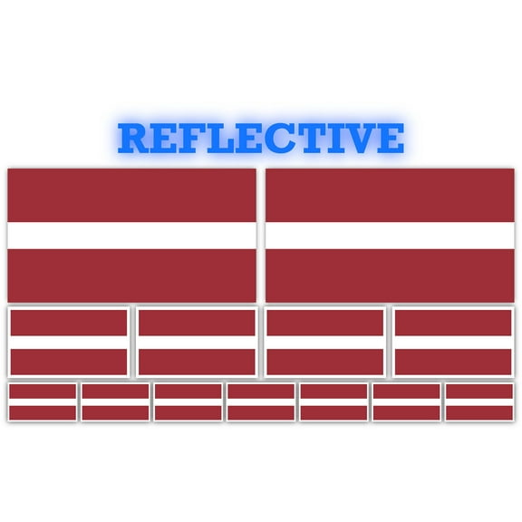 13 Pack Latvia Flags | (x2) 4x2 inch, (x4) 2x1 inch, (x7) 1x.5 inch flag stickers | Country State Flags Pack Stickers for Cars, Trucks, Laptops, Bikes, Toolboxes, Skateboards, Windows and More