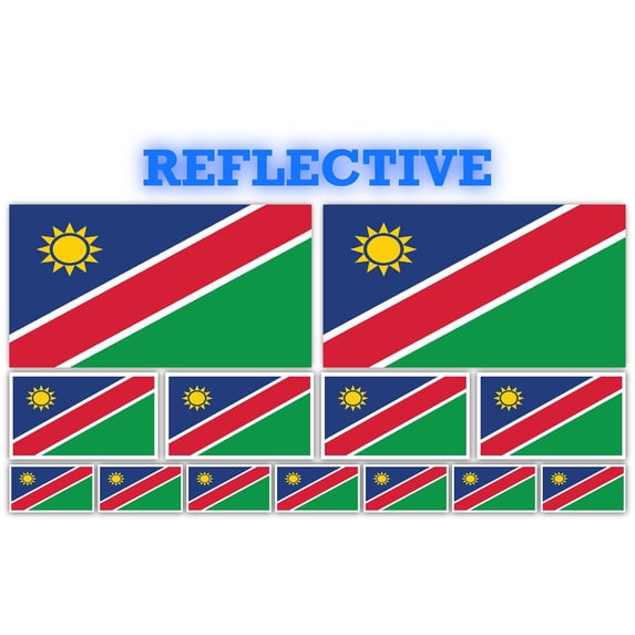 13 Pack Namibia Flags | (x2) 4x2 inch, (x4) 2x1 inch, (x7) 1x.5 inch flag stickers | Country State Flags Pack Stickers for Cars, Trucks, Laptops, Bikes, Toolboxes, Skateboards, Windows and More