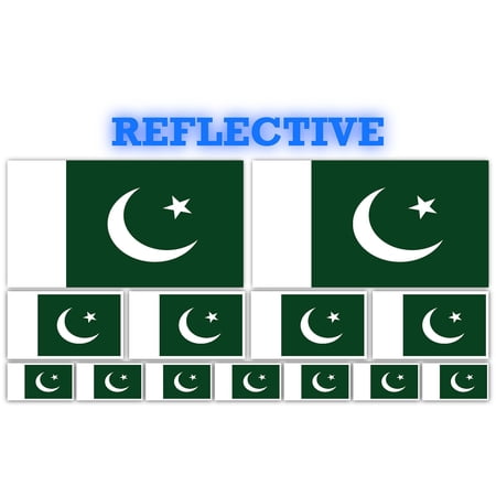 13 Pack Pakistan Flags | (x2) 4x2 inch, (x4) 2x1 inch, (x7) 1x.5 inch flag stickers | Country State Flags Pack Stickers for Cars, Trucks, Laptops, Bikes, Toolboxes, Skateboards, Windows and More