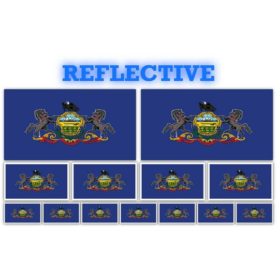 13 Pack Pennsylvania Flags | (x2) 4x2 inch, (x4) 2x1 inch, (x7) 1x.5 inch flag stickers | Country State Flags Pack Stickers for Cars, Trucks, Laptops, Bikes, Toolboxes, Skateboards, Windows and More