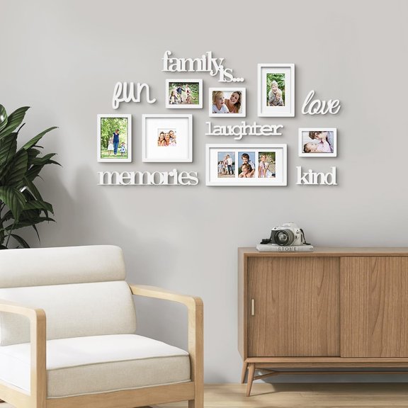 13 Pack Photo Frame, 9 Slots Reunion Family Memory Picture Frame Selfie 3D Design Gallery Collage Wall Hanging for 6x4 Photo, 5x7 Photo, 4x4 Photo, White