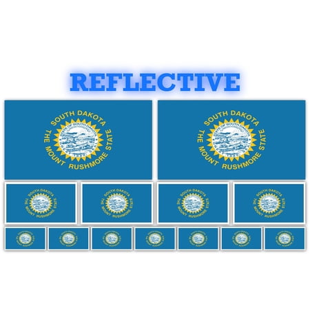 13 Pack South Dakota Flags | (x2) 4x2 inch, (x4) 2x1 inch, (x7) 1x.5 inch flag stickers | Country State Flags Pack Stickers for Cars, Trucks, Laptops, Bikes, Toolboxes, Skateboards, Windows and More