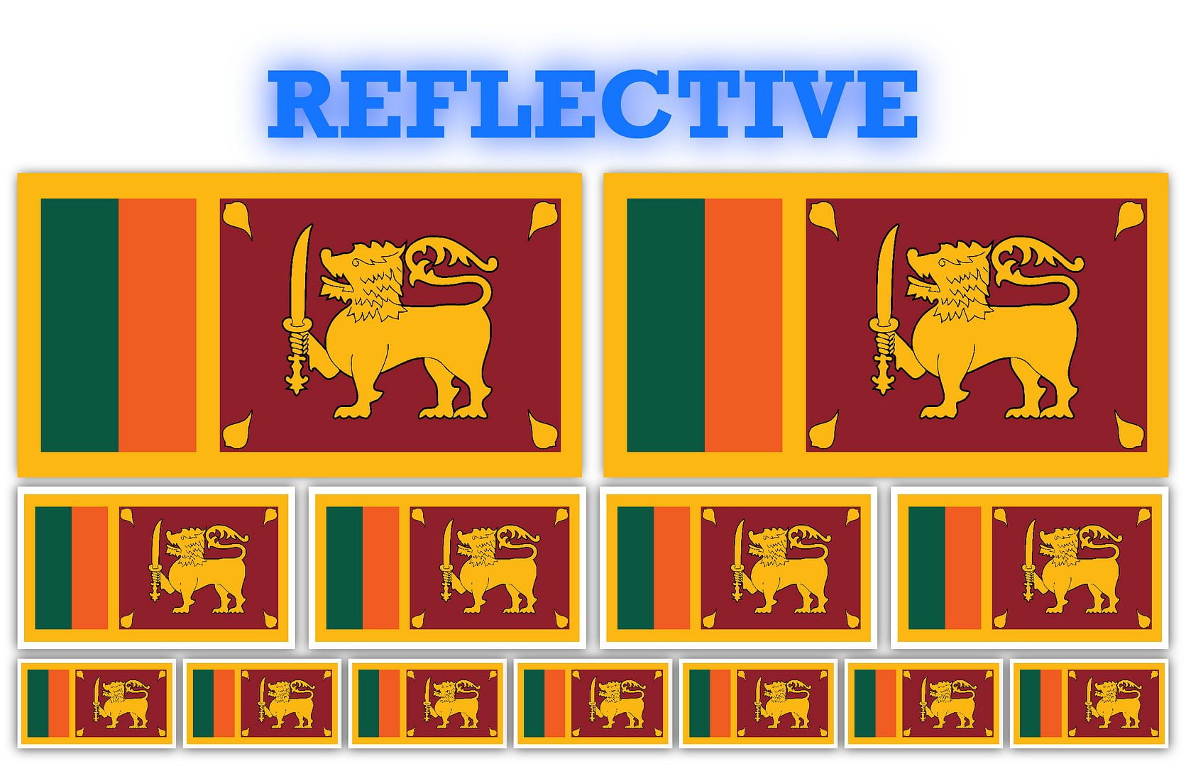13 Pack Sri Lanka Flags (x2) 4x2 inch, (x4) 2x1 inch, (x7) 1x.5 inch