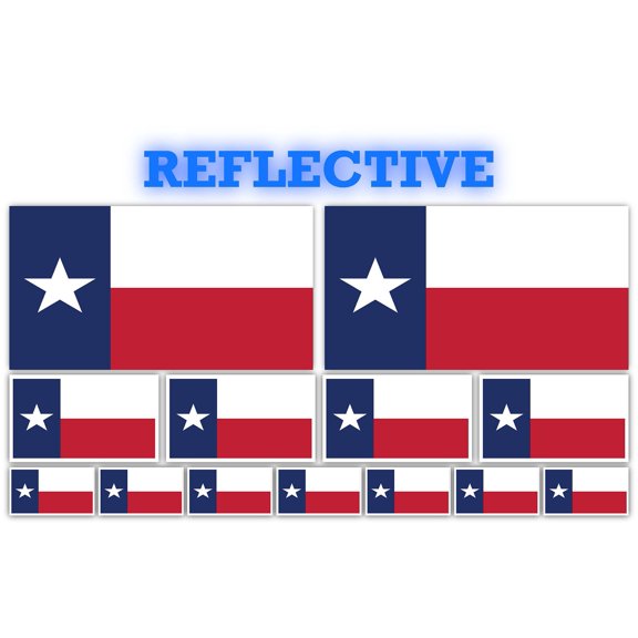 13 Pack Texas Flags | (x2) 4x2 inch, (x4) 2x1 inch, (x7) 1x.5 inch flag stickers | Country State Flags Pack Stickers for Cars, Trucks, Laptops, Bikes, Toolboxes, Skateboards, Windows and More