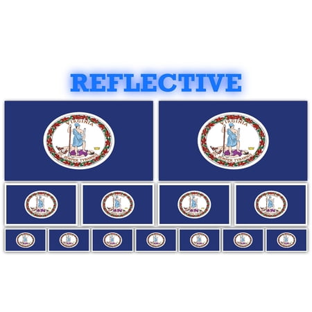 13 Pack Virginia Flags | (x2) 4x2 inch, (x4) 2x1 inch, (x7) 1x.5 inch flag stickers | Country State Flags Pack Stickers for Cars, Trucks, Laptops, Bikes, Toolboxes, Skateboards, Windows and More