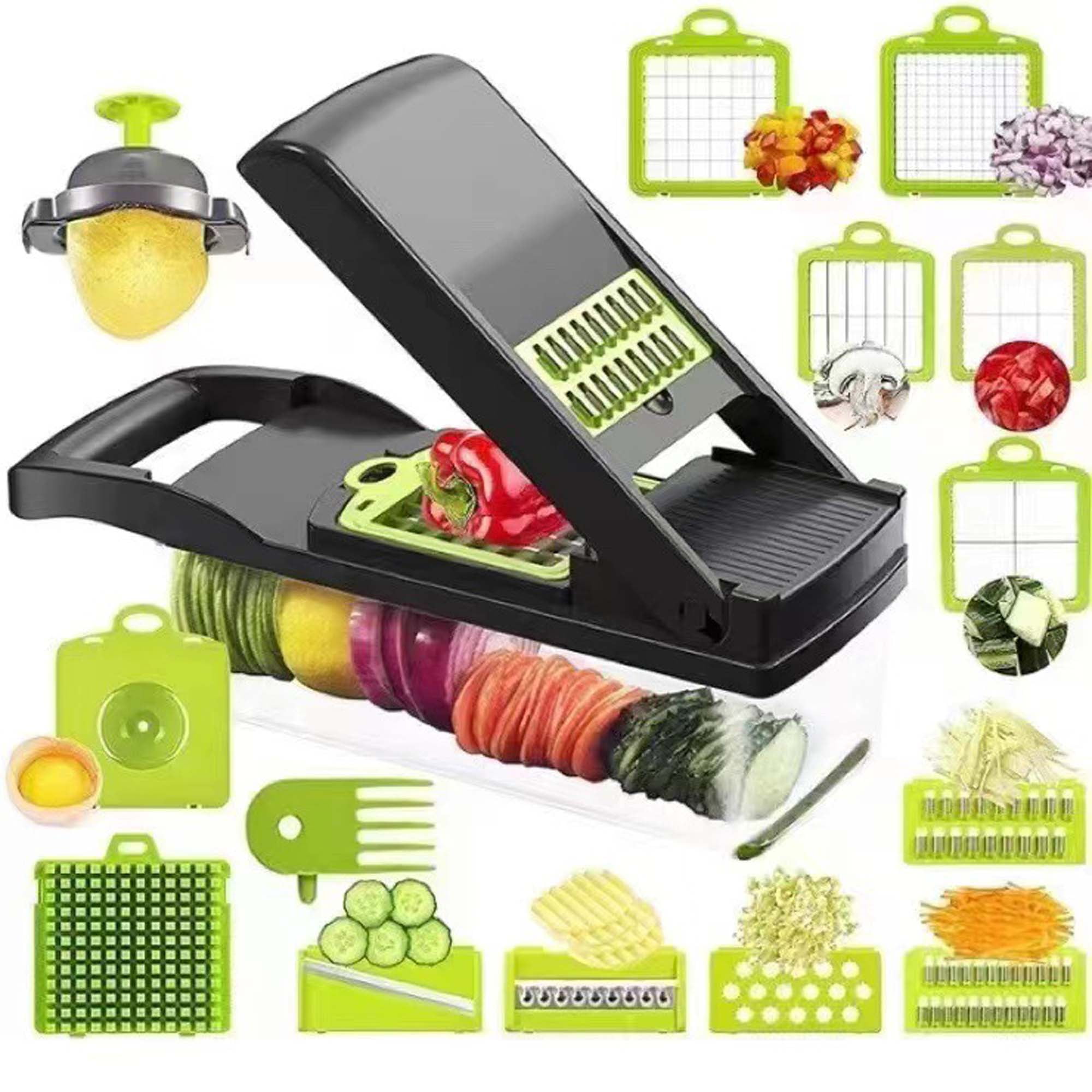 13 Packs Vegetable Chopper Set, Pro Onion Chopper, Multifunctional 13 in 1  Food Chopper, Kitchen Vegetable Slicer Dicer Cutter,Veggie Chopper With 8  Blades,Carrot and Garlic Chopper With Container 