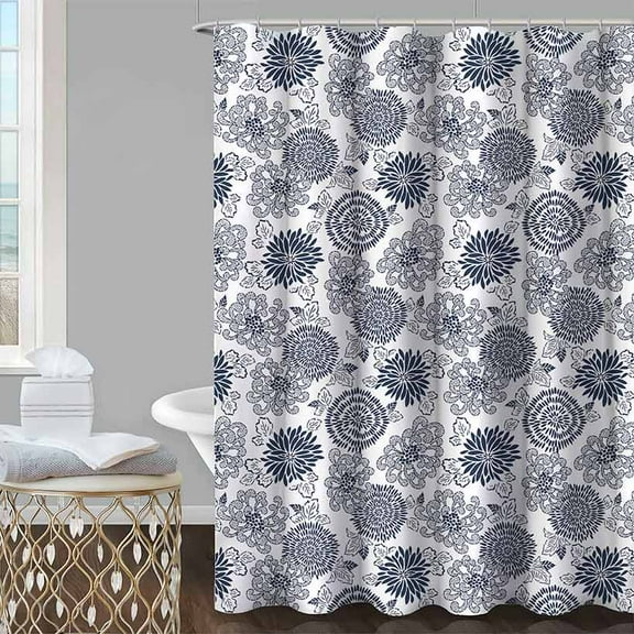 Homewear Chrysanthemum Shower Curtain with Hooks