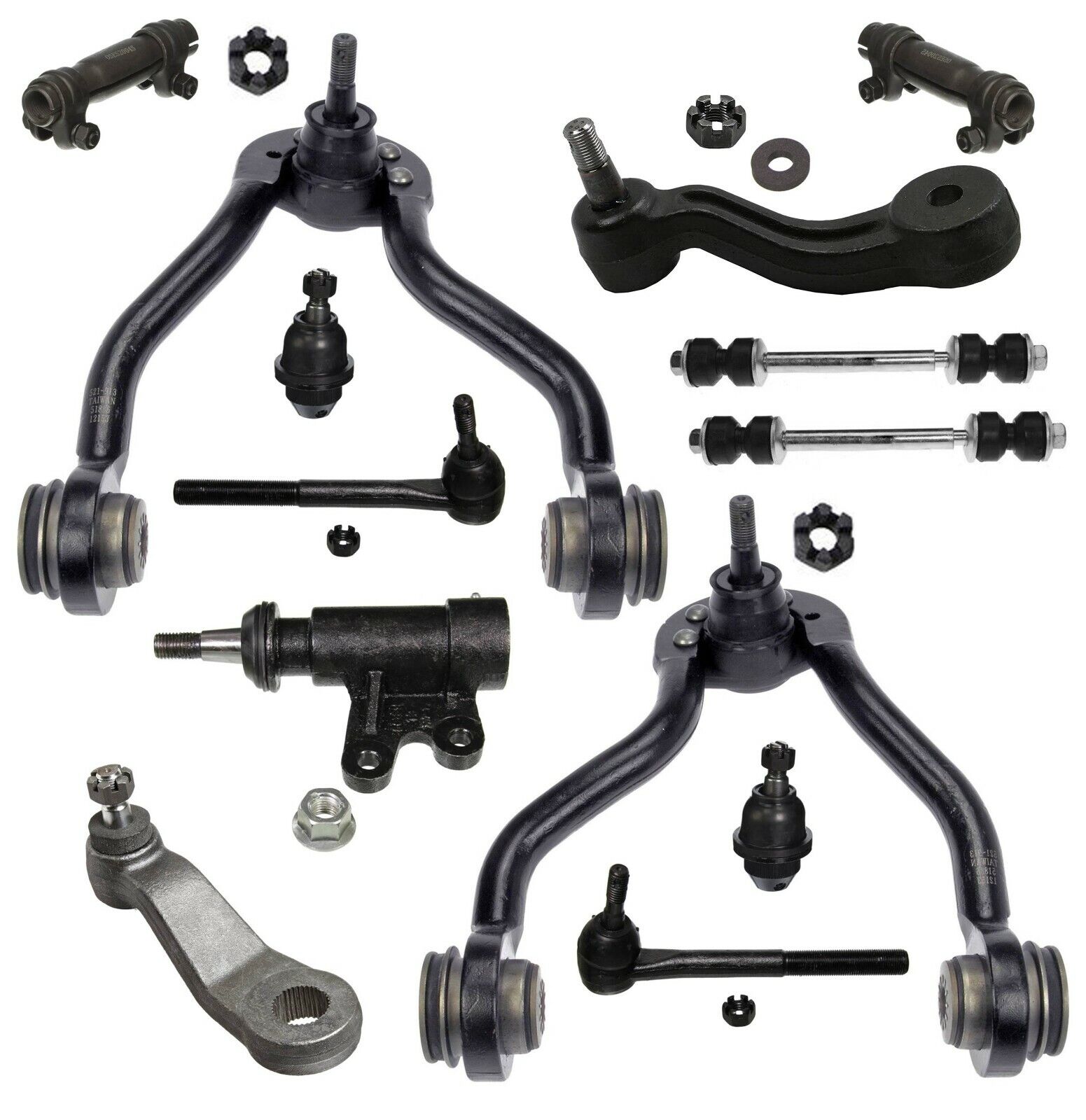 13 Pc Front Suspension Kit Upper Control Arms Lower Ball Joints 45.79MM Outer Tie Rods Ends