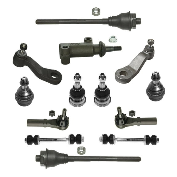 13 Pc Idler & Pitman Arm with 4 Groove Spline Upper Lower Ball Joints Inner Outer Tie Rod Ends Sway Bars Kit Front Suspension Fits select: 1999-2007 CHEVROLET SILVERADO, 2001-2010 GMC SIERRA