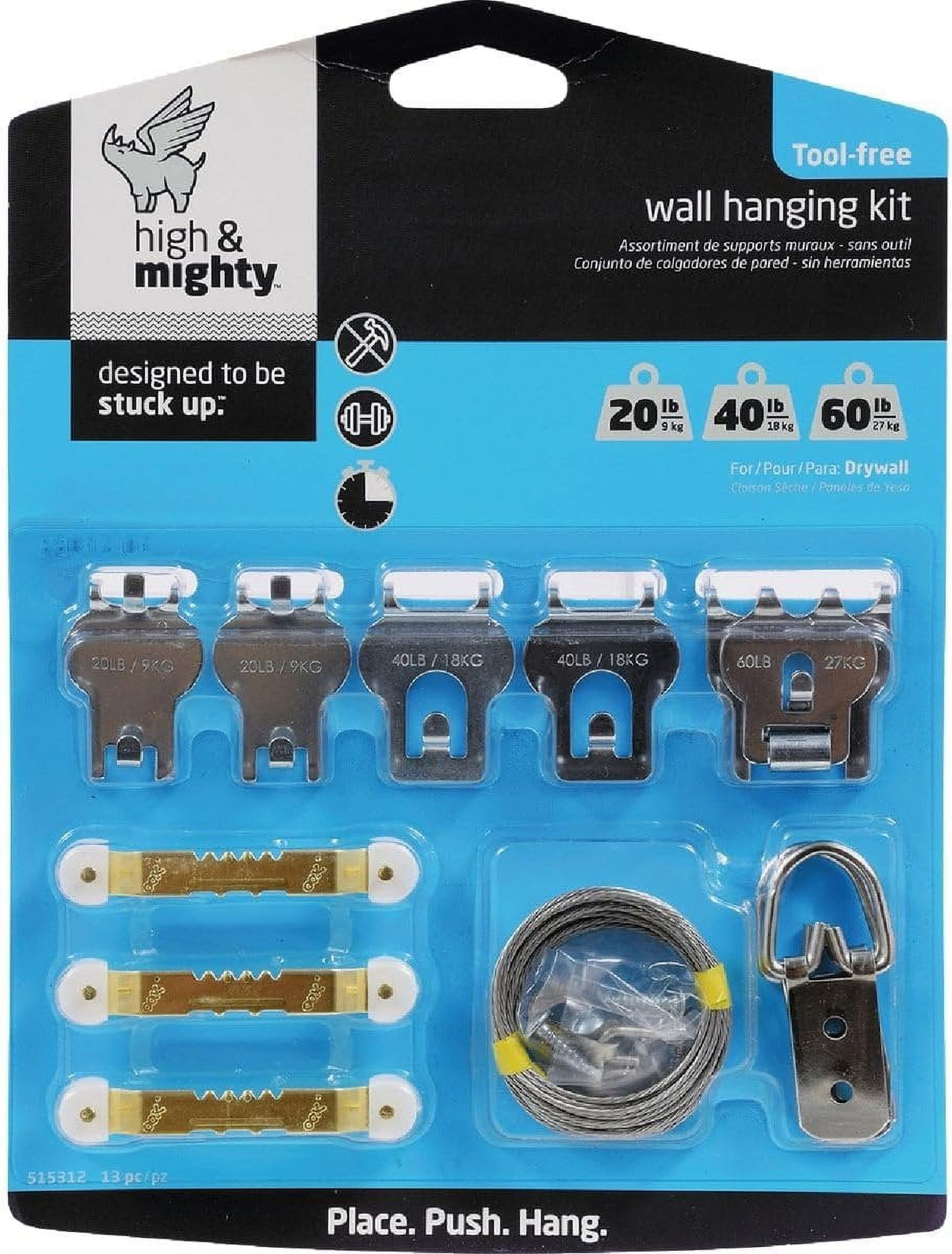 13-Pc. No-Tools Picture Hanging Kit, Holds 20-60-Lbs.