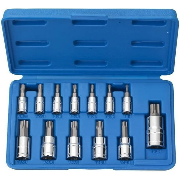 13 Pc Torx Star Torq Bit Socket Set T8 ~ T60