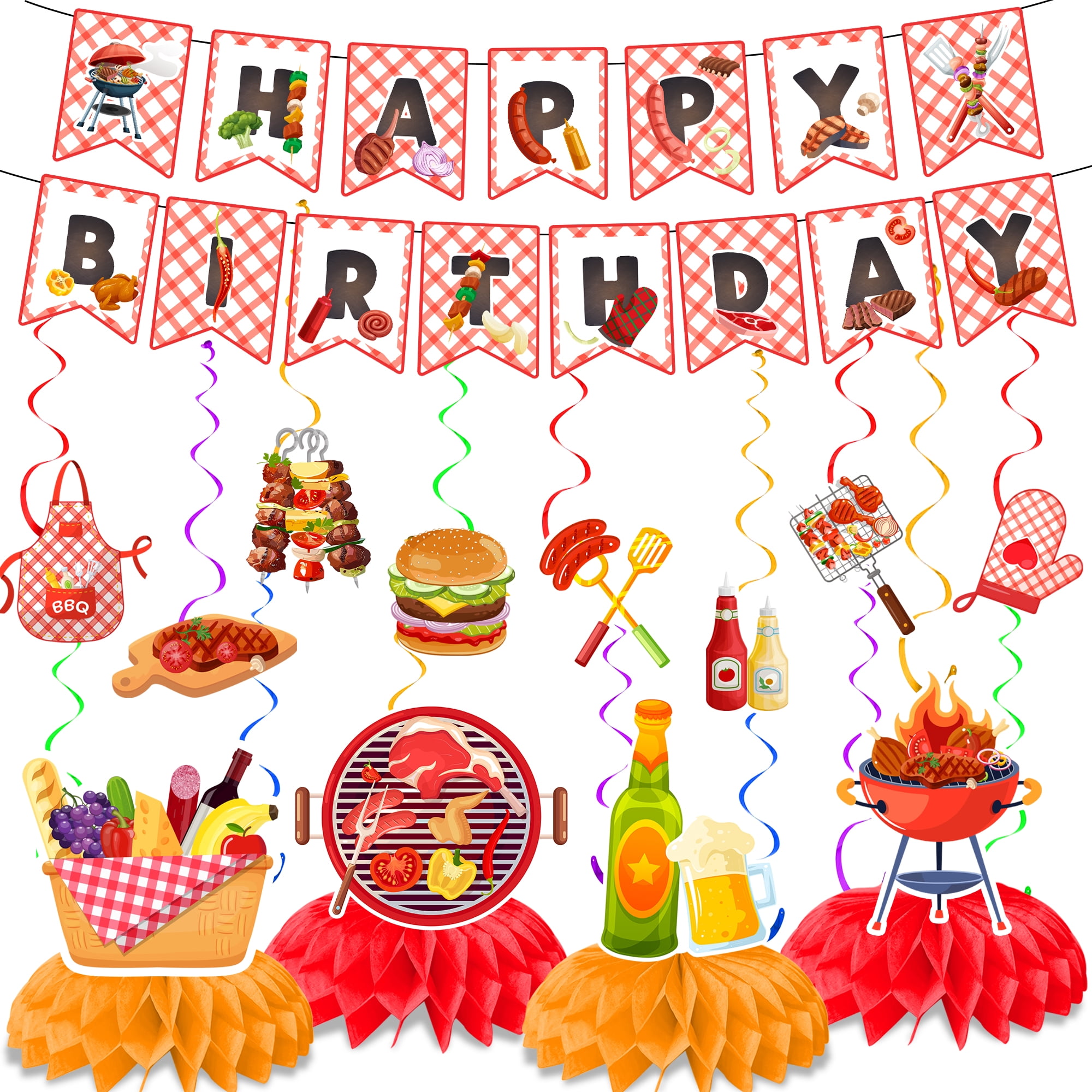 13 Pcs BBQ Party Decorations Kit - Summer Barbecue Banner Hanging