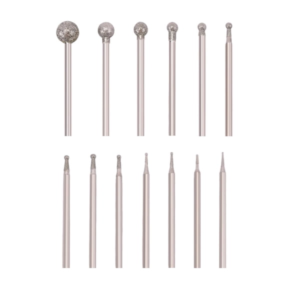 13 Pcs Ball Shape Diamond Burr Set 3/32 Mandrel Rotary Tool