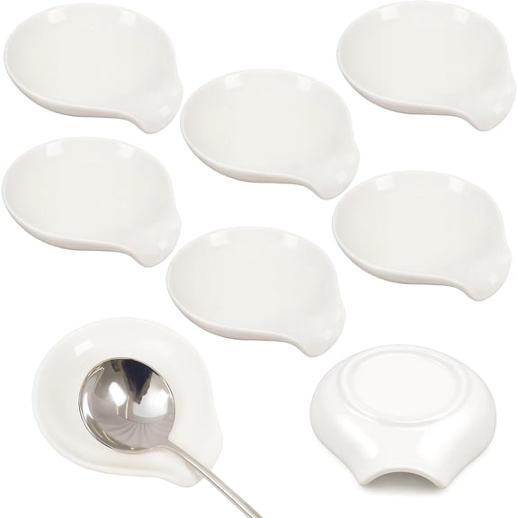 13 Pcs Ceramic Spoon Rest for Stove Top 3.74 x 3.54 Inch Porcelain Spoon Holder Utensil Rest Dishwasher Safe Cradle for Home Kitchen Accessories (White)