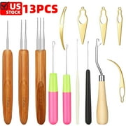 13 Pcs Dreadlocks Tool Set Includes 5 Latch Hook Crochet Needles, 3 Dreadlocks Crochet Hook and 5 Locking Hair Extensions Tool for Locs, Sisterlocks, Easyloc Hair