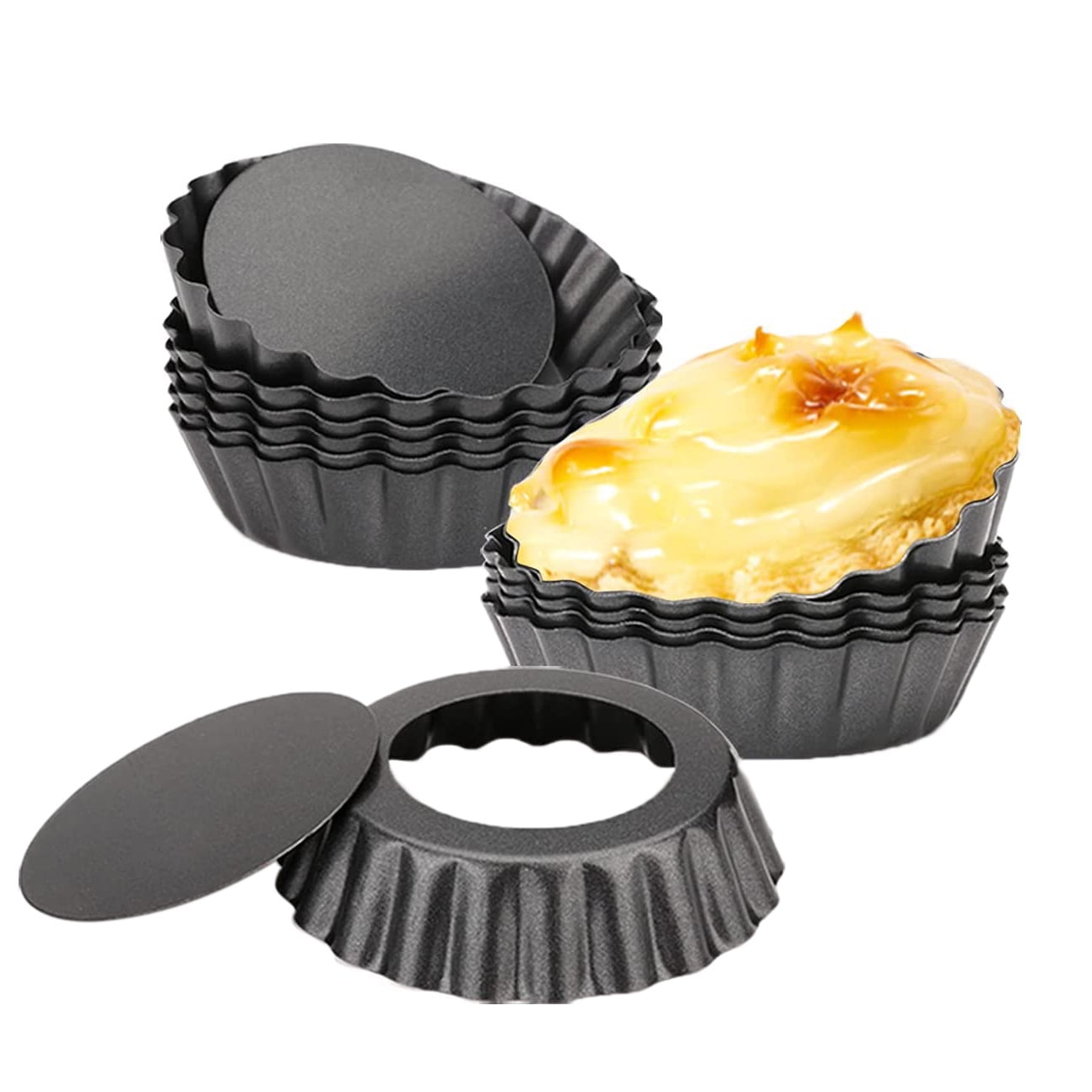 13 Pcs Egg Tart Molds, 3inch Mini Tart Pans Removable Bottom, Cupcake