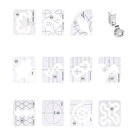 13 Pcs Frees Motion Quilting Template Set Clear Sewing Ruler Quilting Stencil Easy to Use Acrylic Quilting Ruler