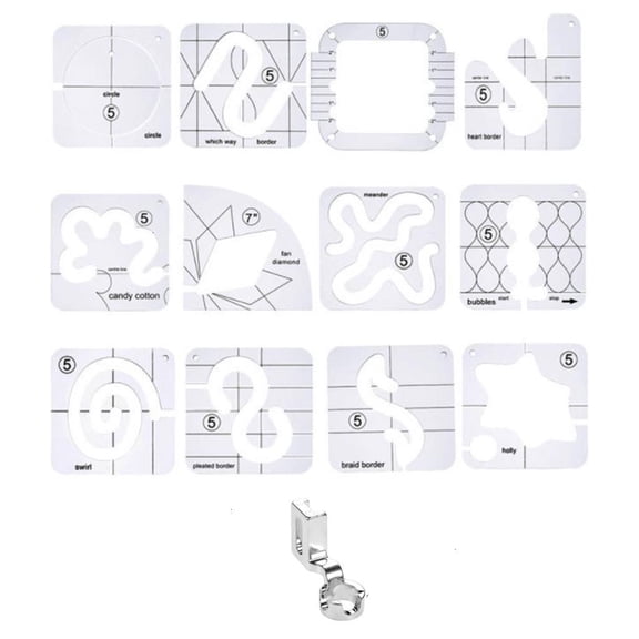13 Pcs Frees Motion Quilting Template Set Quilting Stencil Clear Sewing Ruler