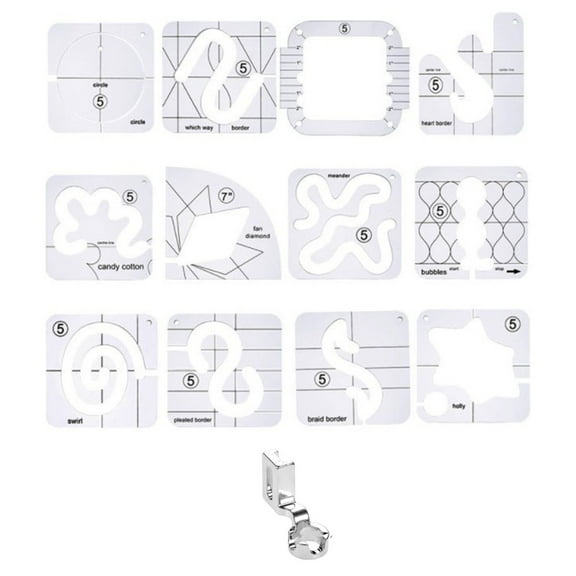 13 Pcs Frees Motion Quilting Template Set Sewing Ruler Quilting Stencil Easy to Use Acrylic Quilting Ruler for Sewing