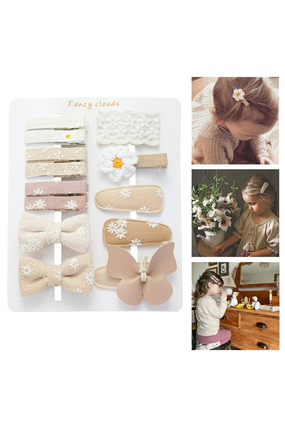 13 Pcs Hair Clips for Girls with Bows Butterfly Flower,2" Fully Lined Alligator Clips and Barrettes,Handmade Hair Accessories for Baby Toddler Young Kids School Age Girls Gifts