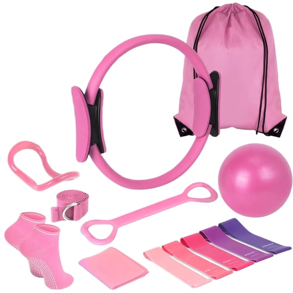 13 Pcs Home Pilates Essentials Kit for Women, Pilates Kit for Home Workouts, Pilates Equipment with Figure 8 Resistance Band, 14" Magic Circle, Yoga Ring, Pilates Accessories Set for Starter Workout