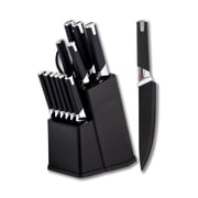 HEESEM 13 Pcs Kitchen Knife Set with Block Carbon Stainless Steel Knife Set - Black