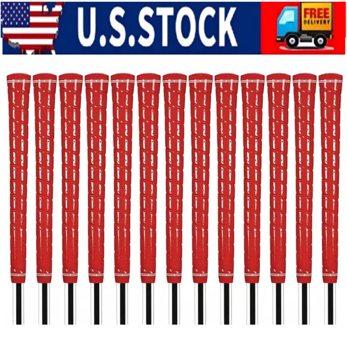 13 Pcs Midsize Golf Grip Red Club Grip Tour Wrap High-Tack Rubber Girp Durability Grip